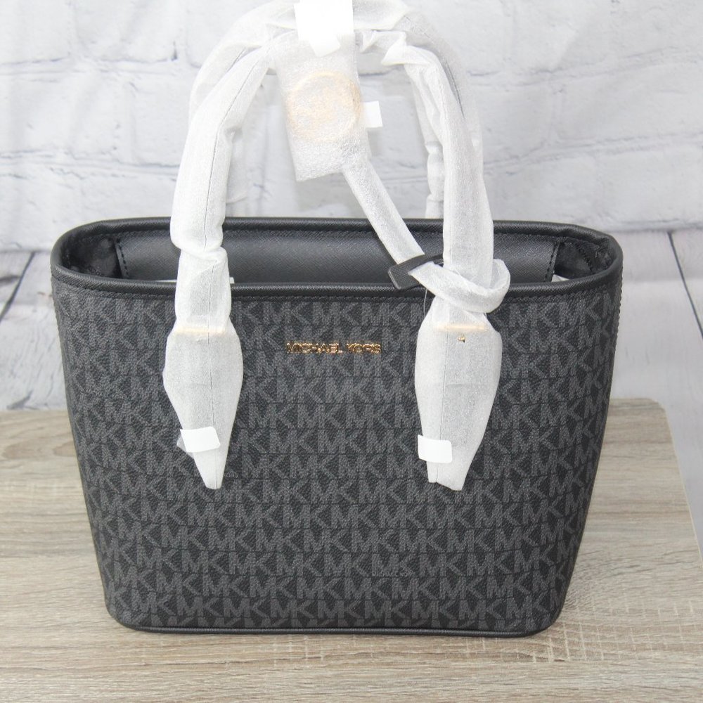 BNWT Authentic Michael Kors Jet Set Travel Extra-Small Logo Top-Zip Tote Bag